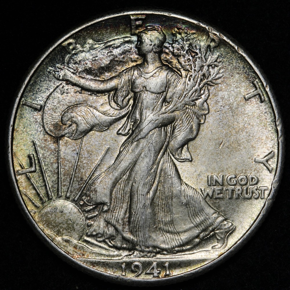 1941 Walking Liberty Silver Half Dollar UNC *UNCIRCULATED* MS TONED E388 QCM