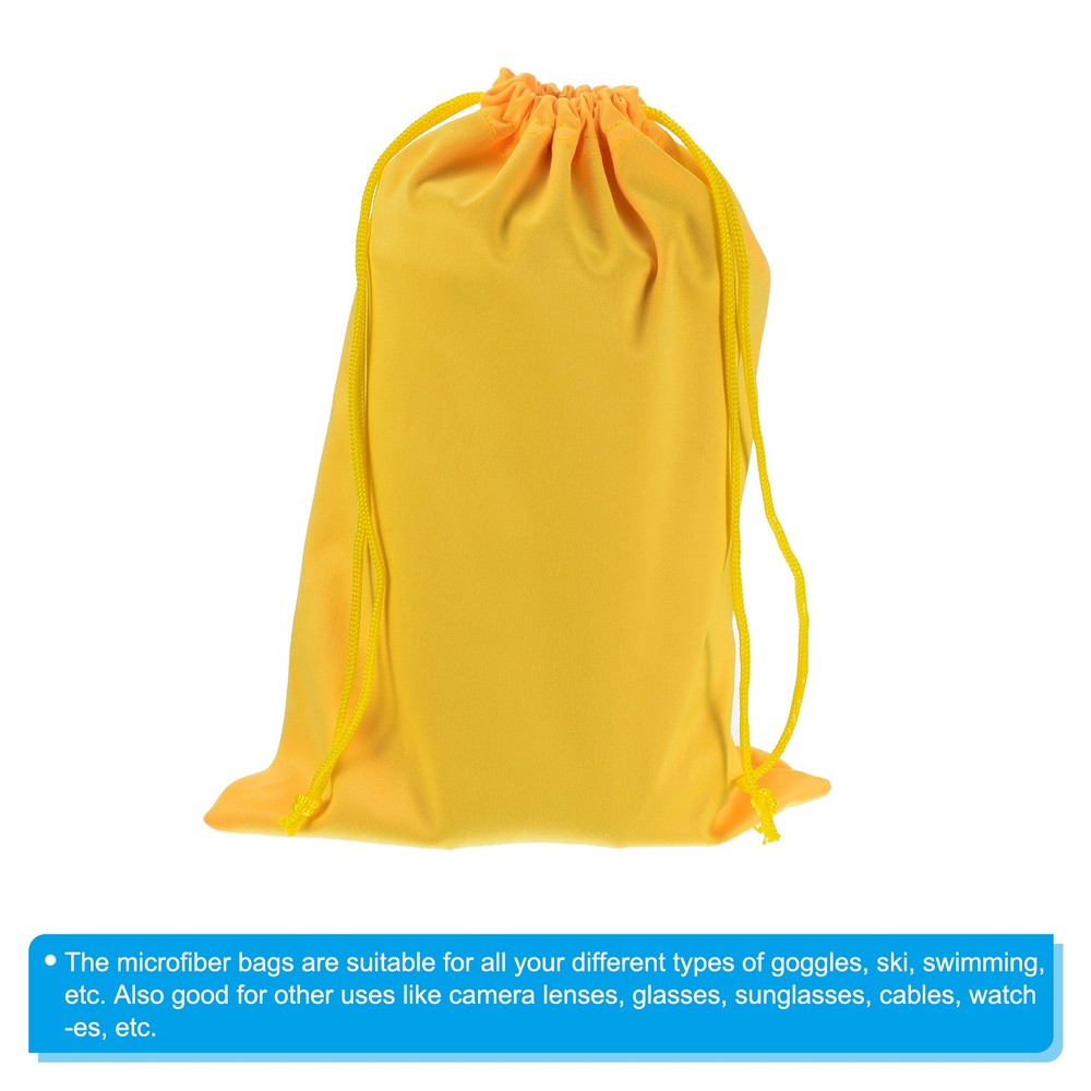 Ski Goggle Bag, 4 Pack Microfiber Snow Goggles Case Drawstring Pouch Yellow
