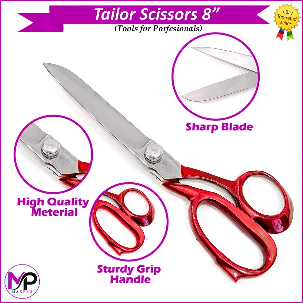 Tailor Tailoring Sewing Heavy Duty Scissors 8 Red Handle