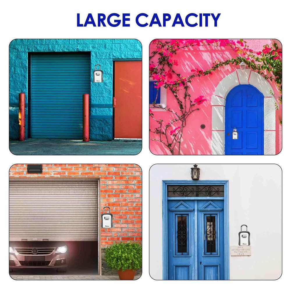 2 Pack Waterproof 4-Digit Combination Key Lock Box with Removable Shackle