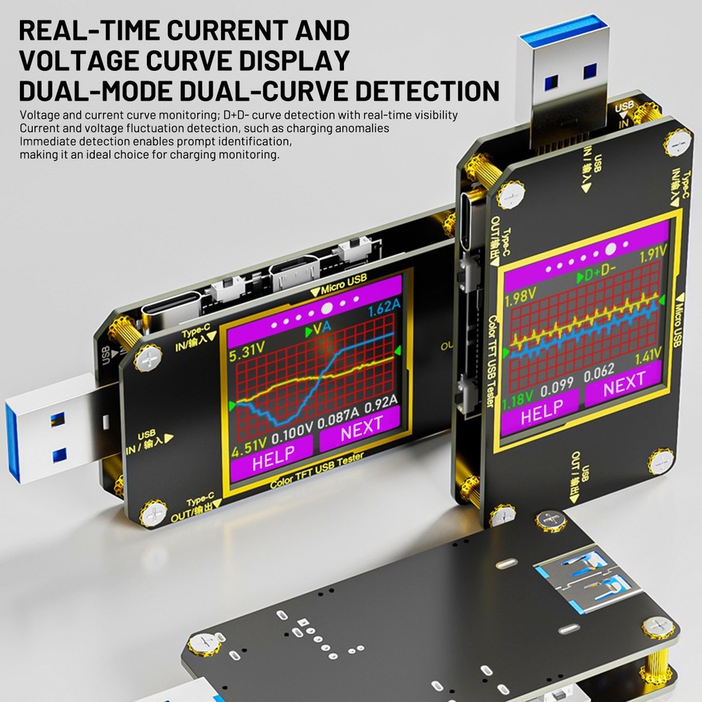 USB 3.0 Tester PD Type-C LCD Digital Voltmeter Ammeter Volt Trigger Durable Tool