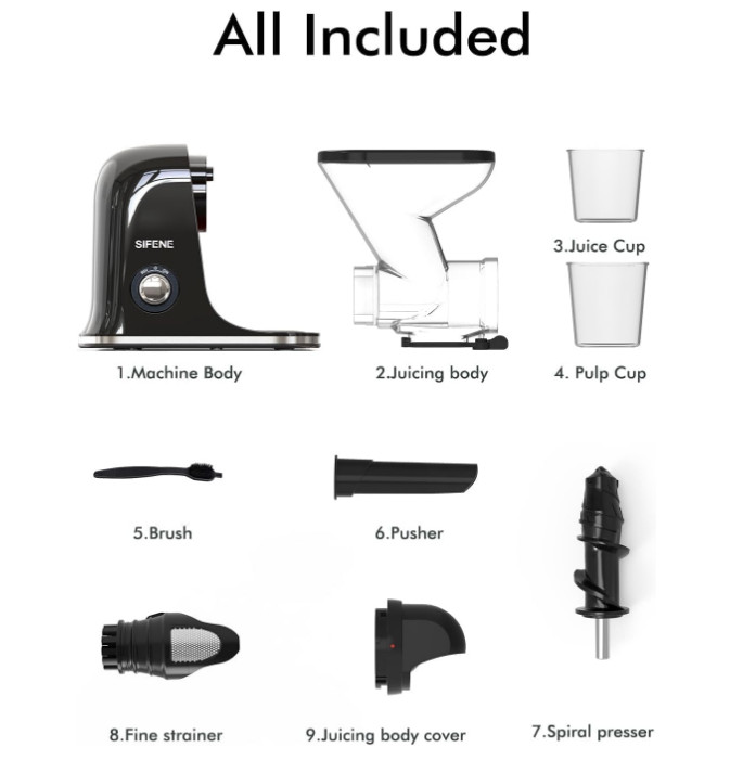 SiFENE Cold Press Juicer Machine, Compact Single Serve Slow Masticating Juicer..
