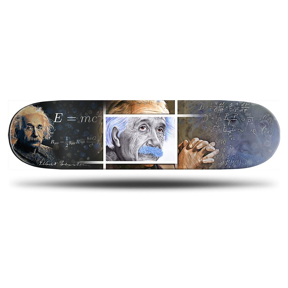 Albert Einstein Pencil Drawn Skateboard Art Deck - Limited edition