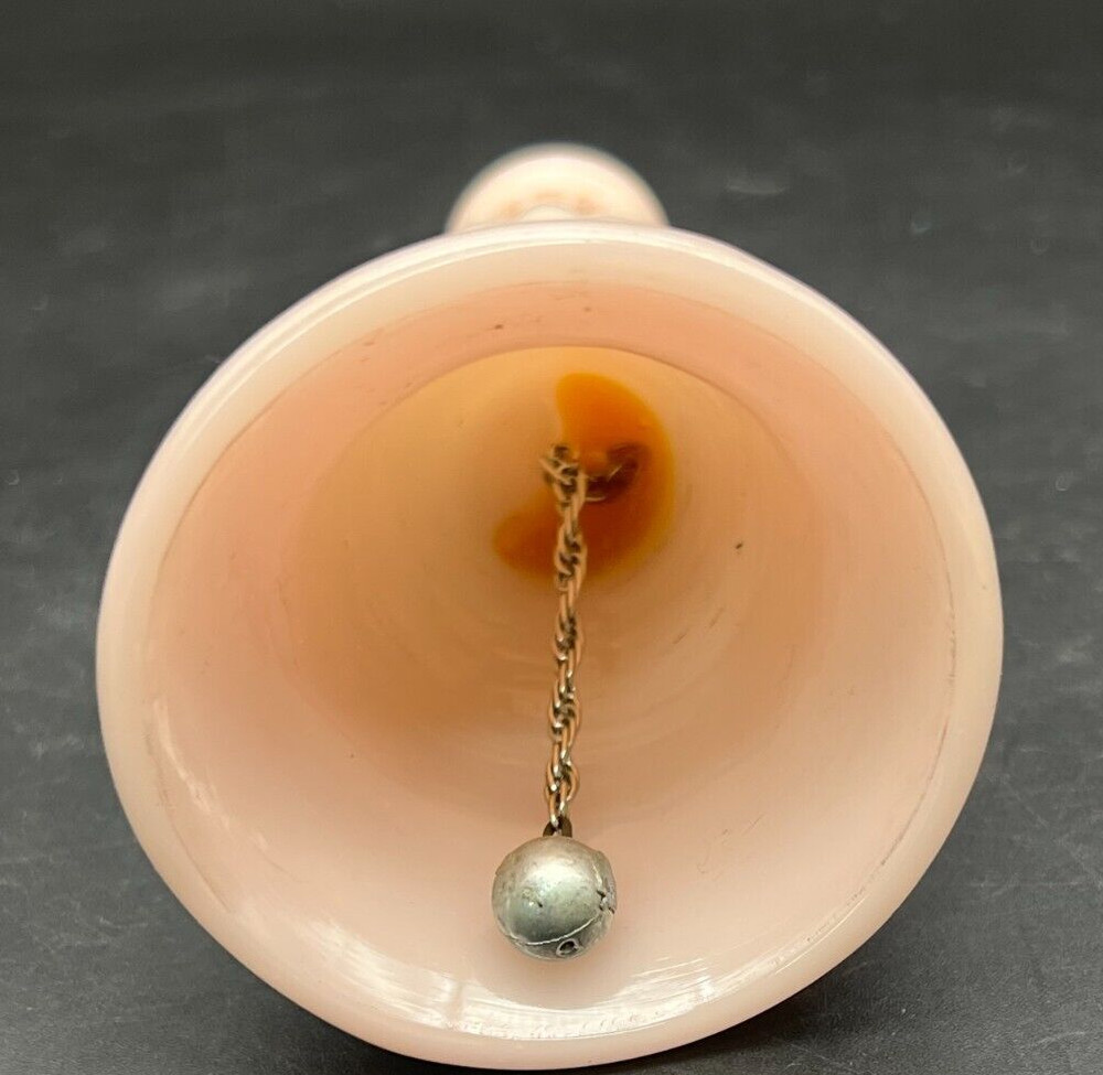 Heavy Pink Peach Ribbed Glass Bell