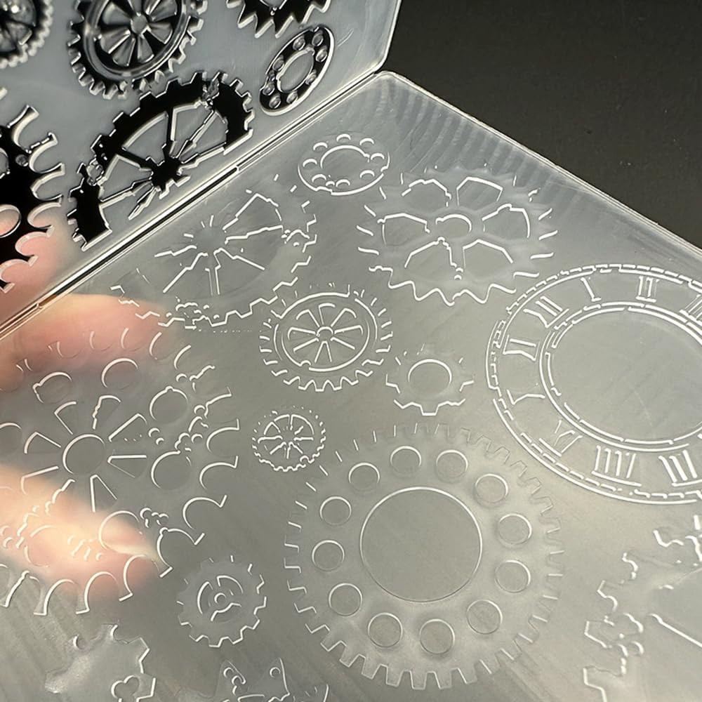 3D Plastic Embossing Folder Template Steampunk Style Texture A6 Size for Card Ma