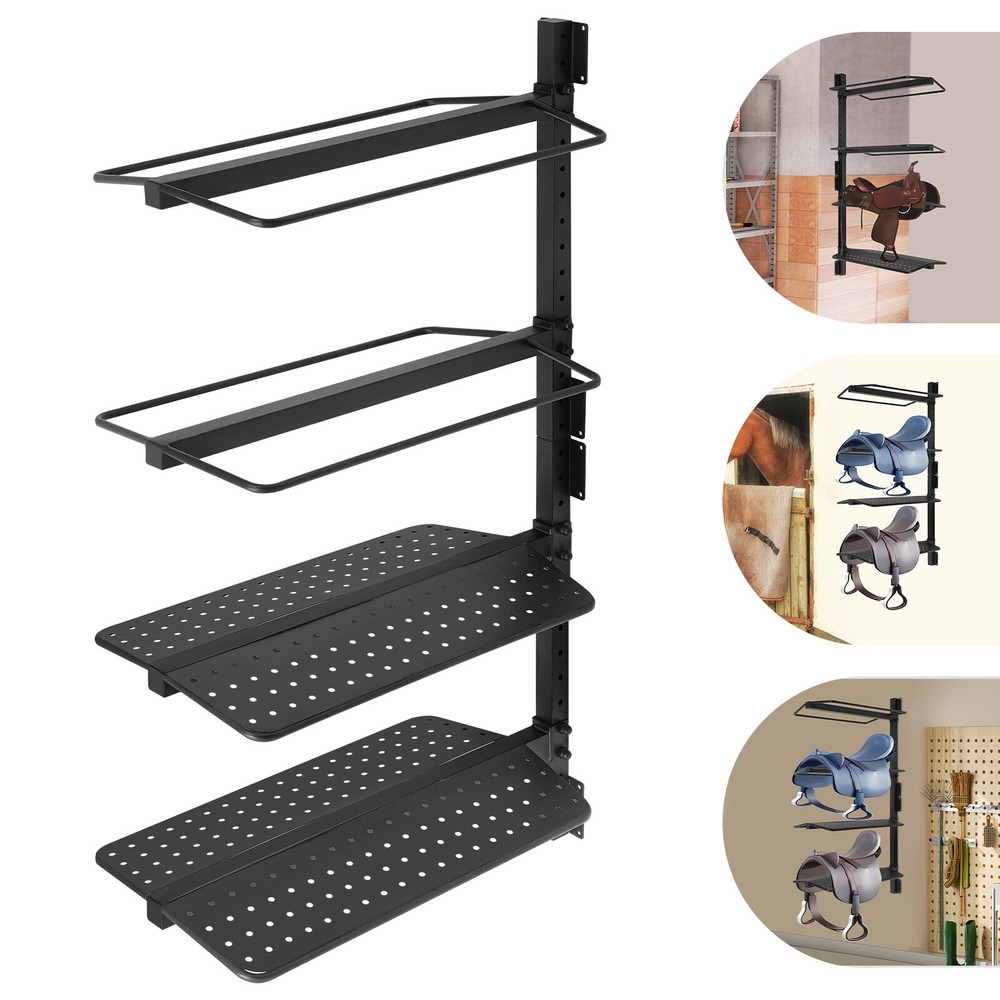 4 Tier Saddle Storage Rack, Wall Mounted Saddle Rack, Saddle Rack Black New