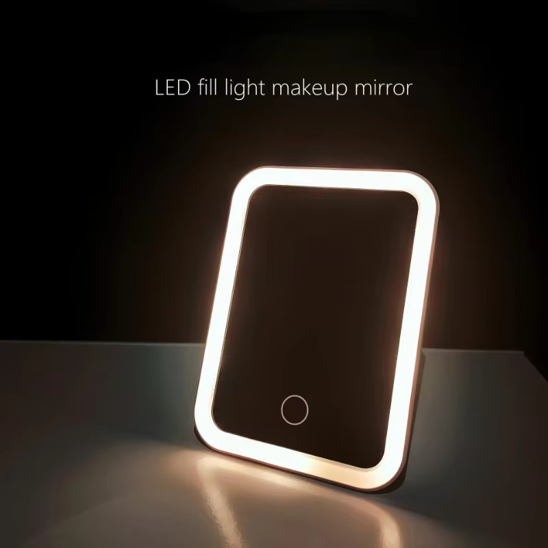 LED Touch Screen Makeup Mirror Folding Mirror Lighted Makeup Mirror 3 Colors Lig