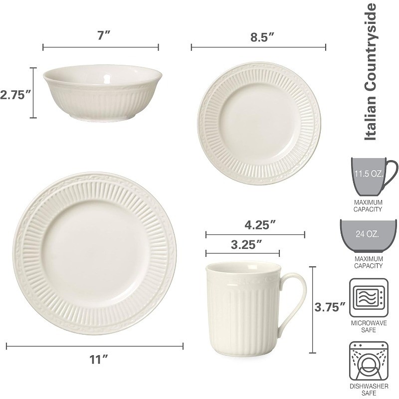 Countryside 16-Piece Dinnerware Set, Service for 4
