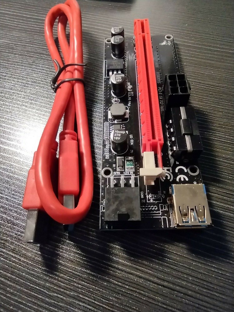 VER009S PCI-E Riser Card PCIe 1x to 16x GPU 3.0 Data Cable for Bitcoin Mining