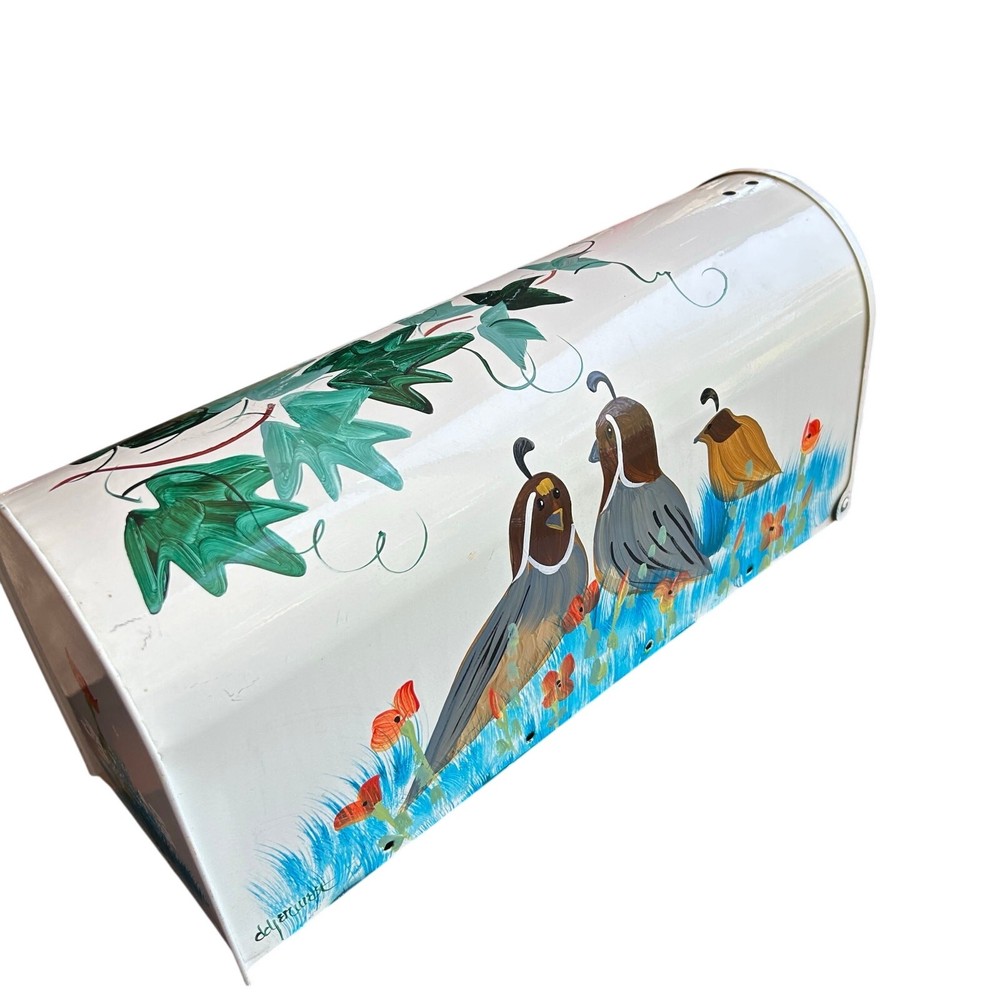 Hand painted mailbox Large mailbox Custom Designs quail floral