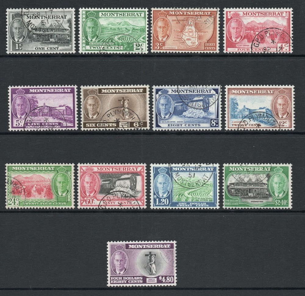 Montserrat 1951 Complete set SG 123-135 Fine used.