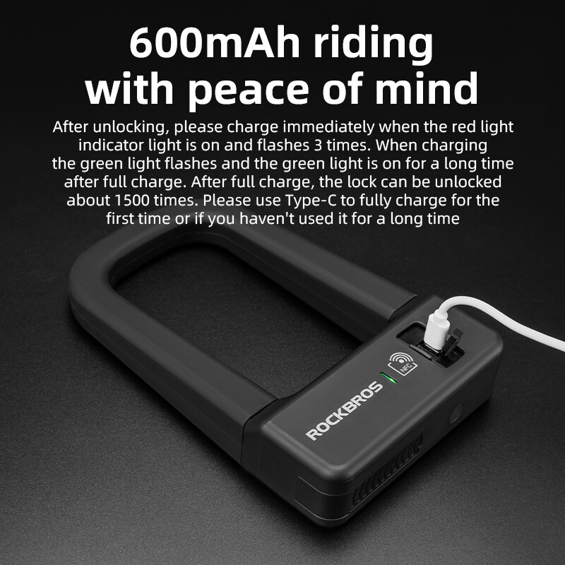 ROCKBROS Bicycle Motor Lock Bike NFC Smart U-Lock Quick Release Strong Secure