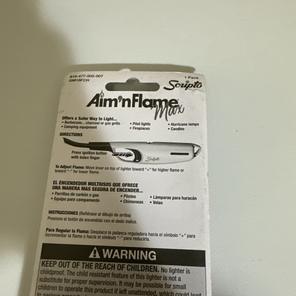 Scripto Aim N Flame Max Flexible Lighter White