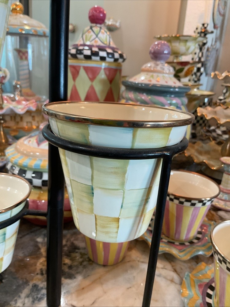 MacKenzie-Childs Parchment Check Enamel Pot