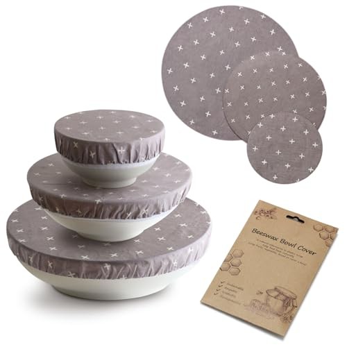 3PCS Reusable Bowl Covers for Bread Proofing, Beeswax Reusable 3PCS-Grey