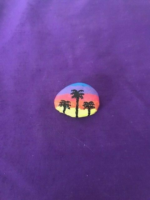 Painted Sunset Palm Tree Rocks