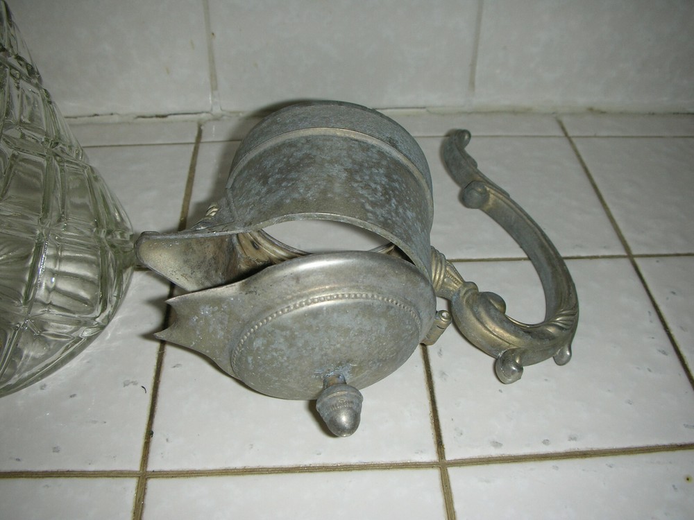 Godinger Silver Plated lid, Lead Crystal Water Pitcher