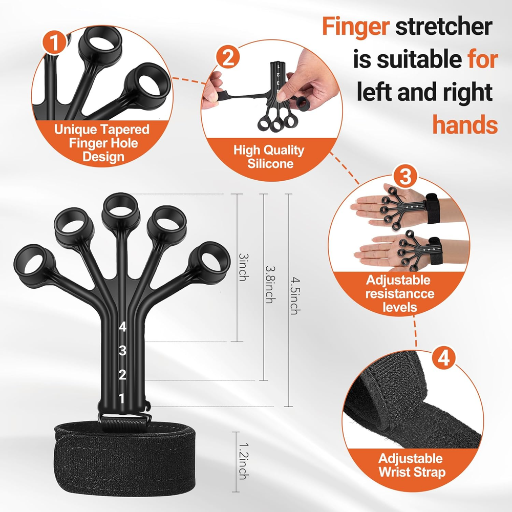 Grip Strength Trainer Kit (5 Pack) , Adjustable Resistance Hand Gripper, Finger