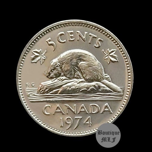 1974 Canada   5 Cent  Uncirculated  coins from a roll