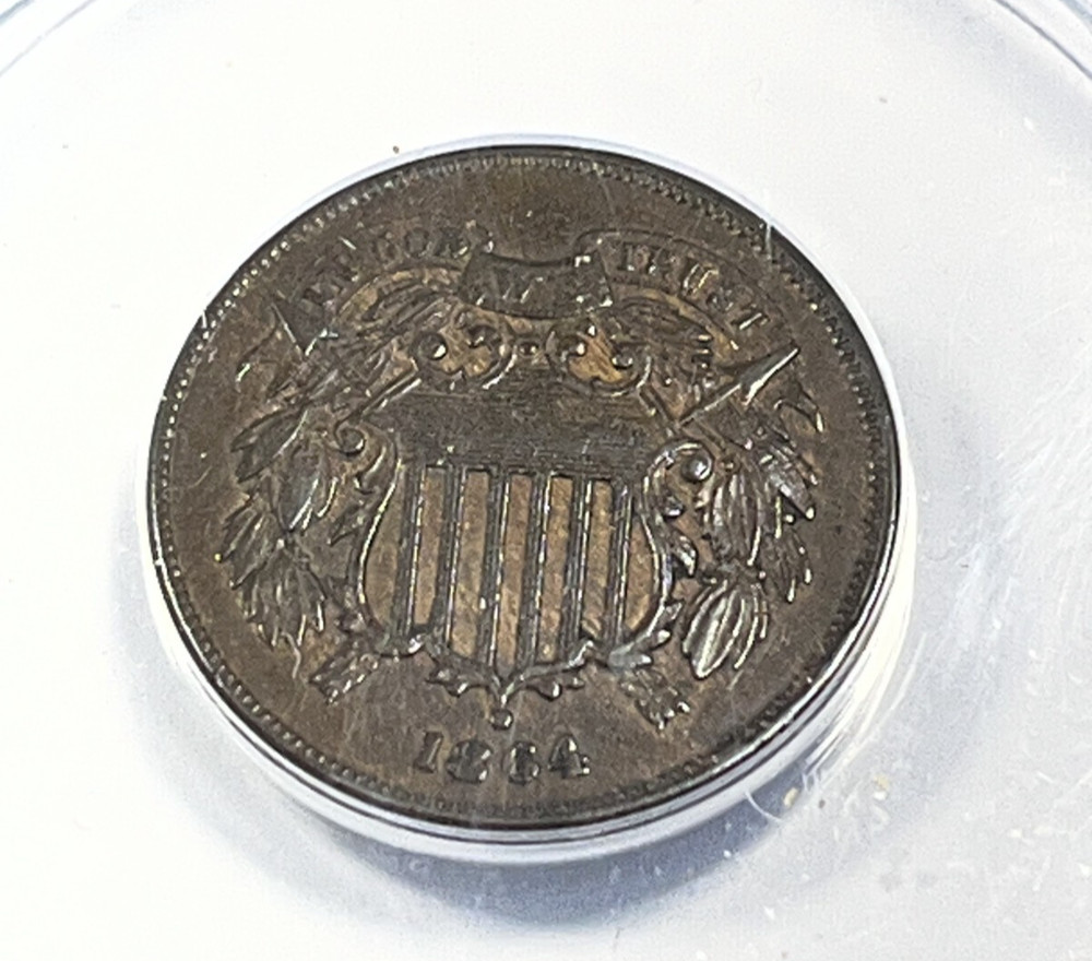 1864 Large Motto Two Cent Piece : ANACS EF45