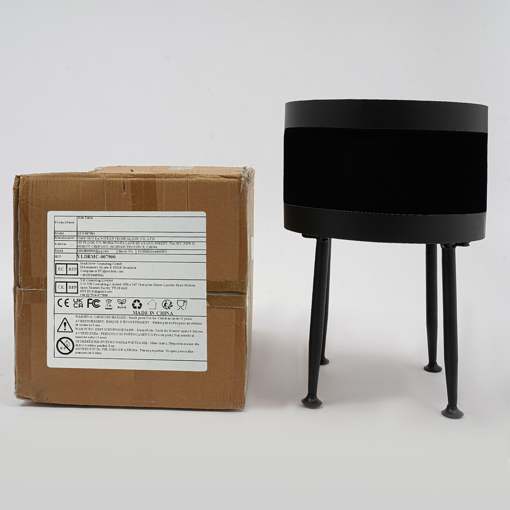 40x40x55cm Modern Side Table, Round Table with Open Storage, Bedside Table