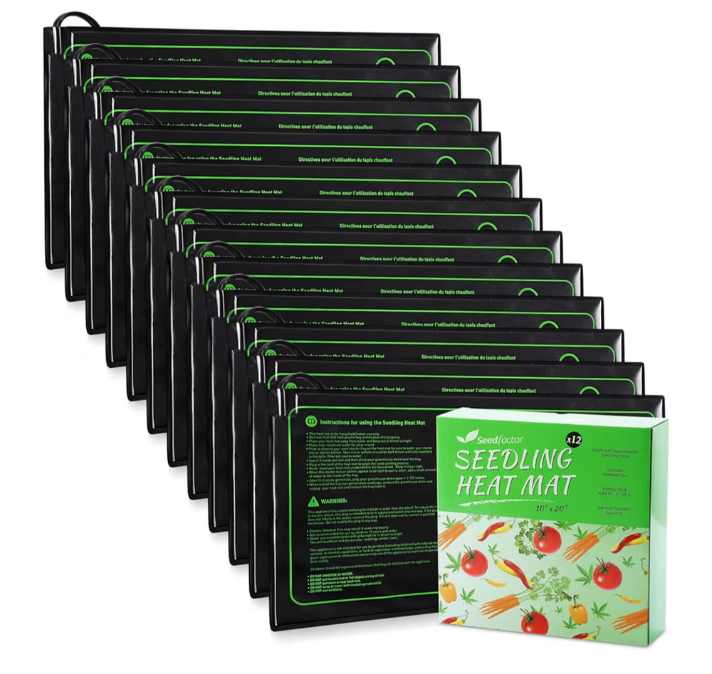 Seedfactor Seedling Heat Mat 12 pack 10x20 Hydroponic Seed Starter
