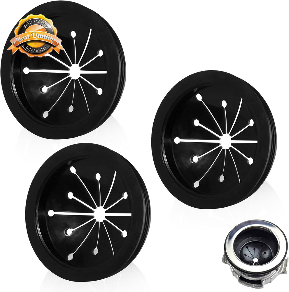 3" Garbage Disposal Splash Guard Rubber Sink Drain Insert Black 3pcs