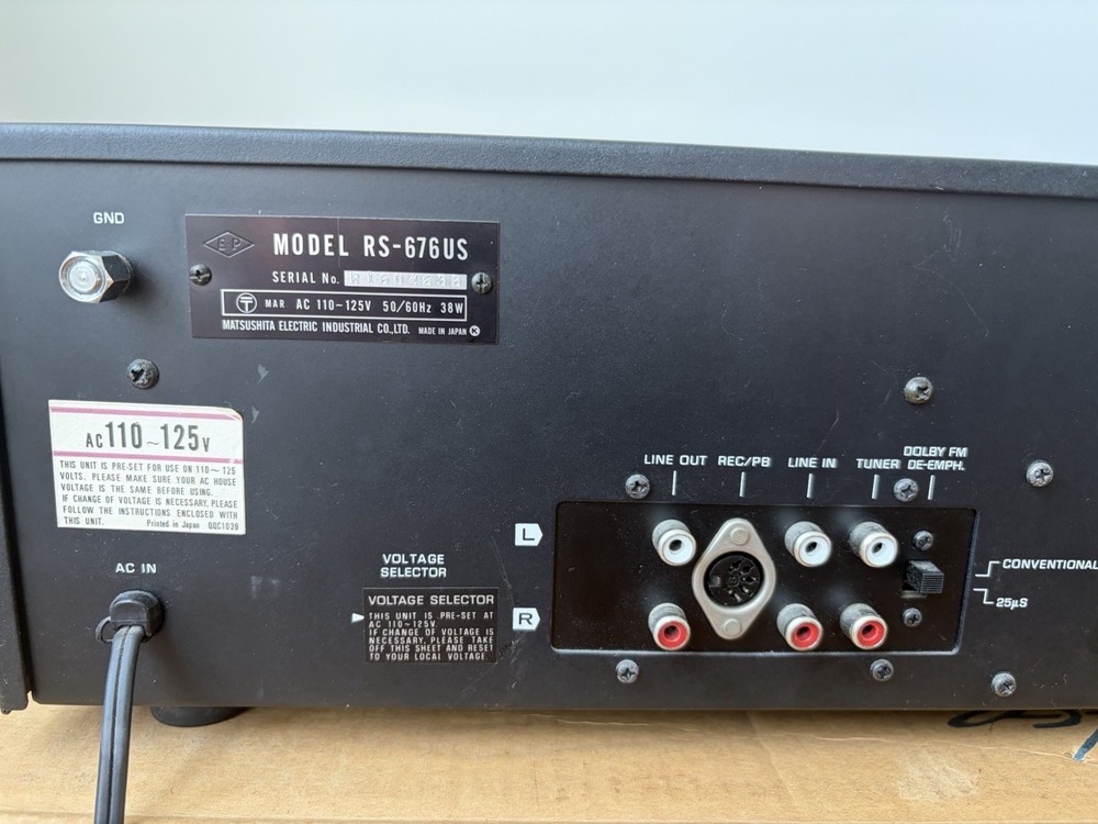 Technics RS-676US Cassette Tape Deck Original Box and Paperwork Multi Voltage