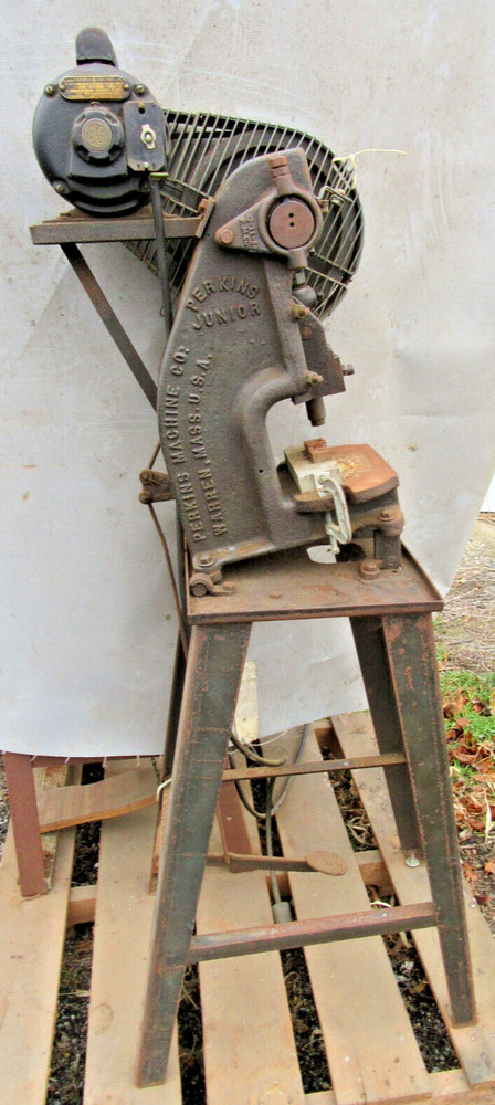 Perkins Junior Bench Top Small OBI Stamping Punch Press 1 PH With Stand NICE!!!