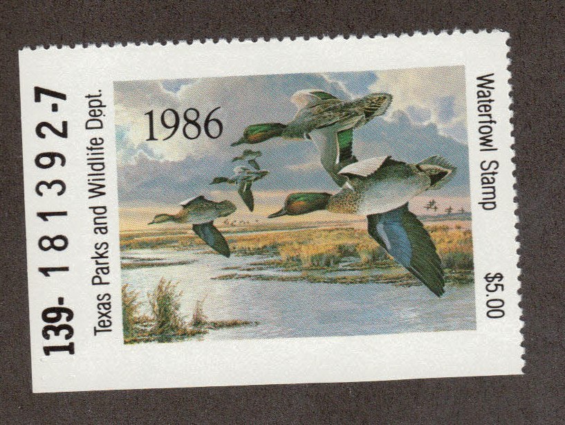 TX6 - Texas State Duck Stamp. Single. MNH. OG.