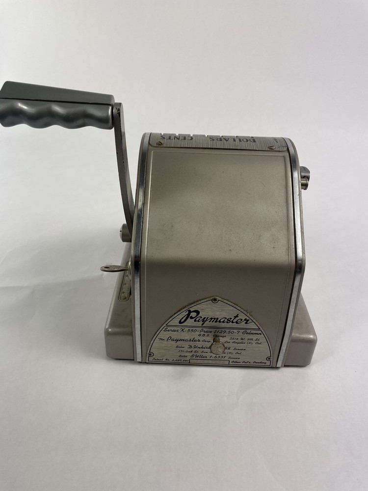 PAYMASTER SERIES X 550 OFFICE MACHINE VINTAGE CHECK WRITER 7 COLUMN & KEY