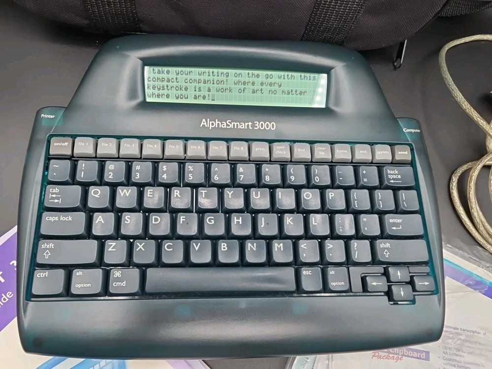 Alphasmart 3000 Portable Word Processor With Carrying Case Translucent Blue