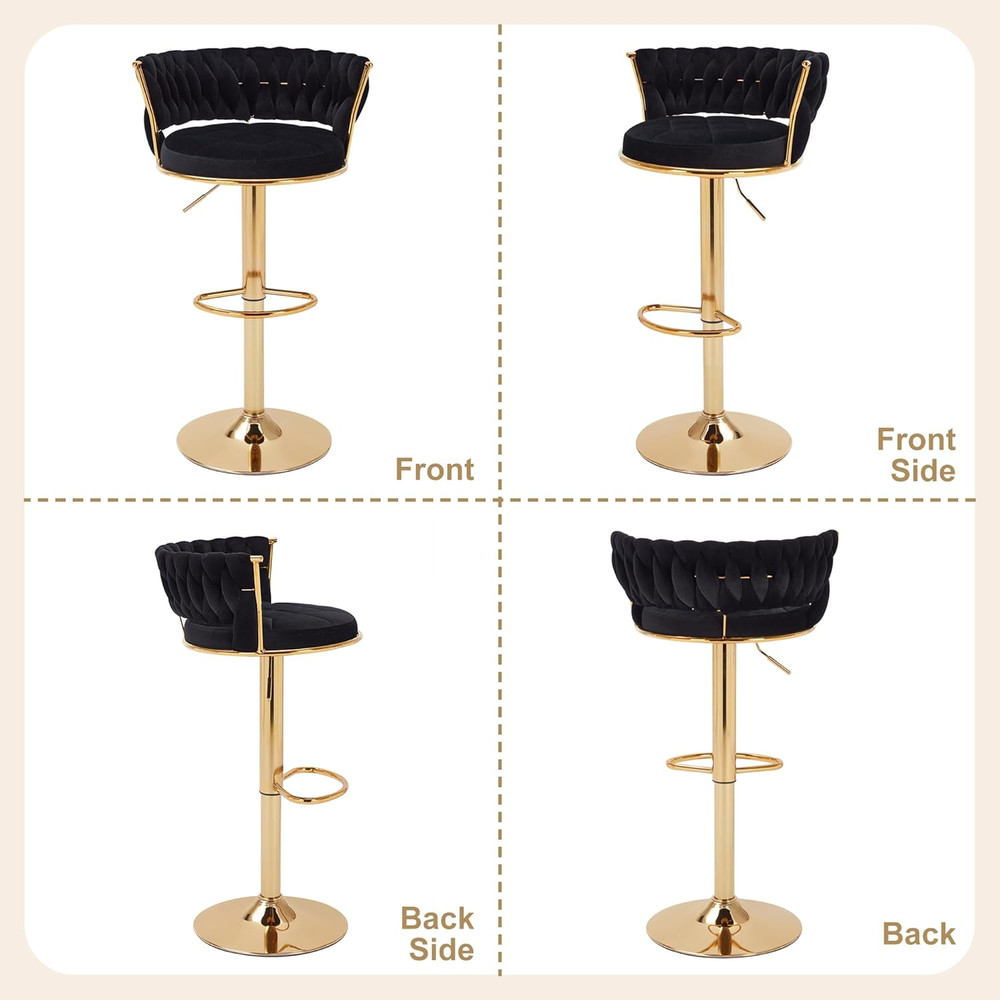 VECELO Bar Stools Set of 2, Adjustable Barstools Counter Height Stools with Back