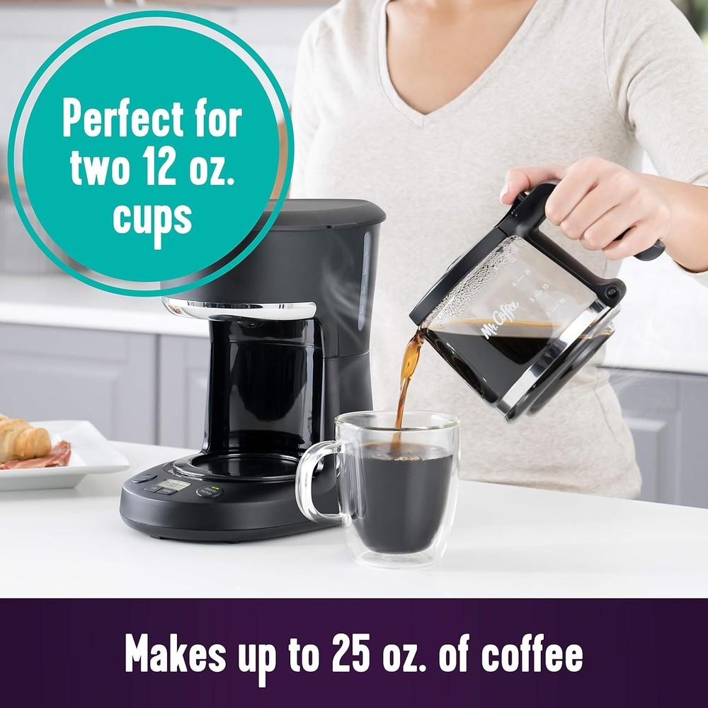 Programmable 5-Cup Coffee Maker for Small Spaces with Reusable Filter & Carafe