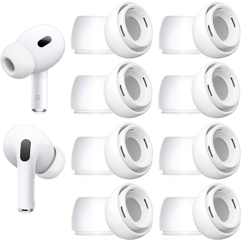 8 Sets Large Size Ear Tips Replacement for AirPods Pro 2nd / 1st Large, white