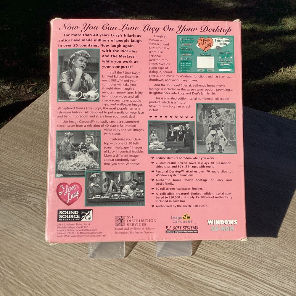 I Love Lucy Limited Edition Utility CD ROM Windows Software Numbered