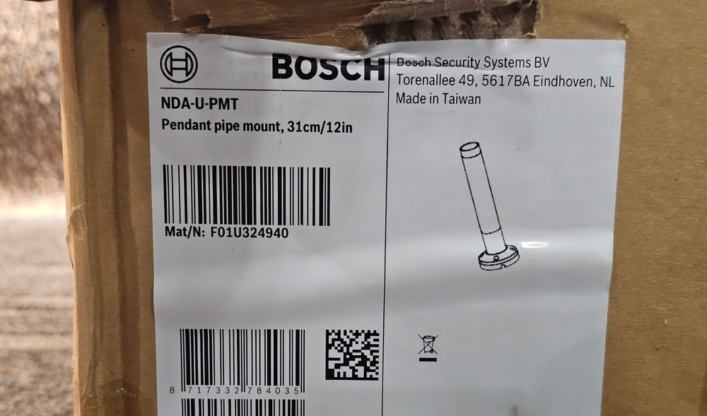 (QTY 2) Bosch NDA-U-PMT 12" Pendant Pipe Mount , Ceiling Mountable, White