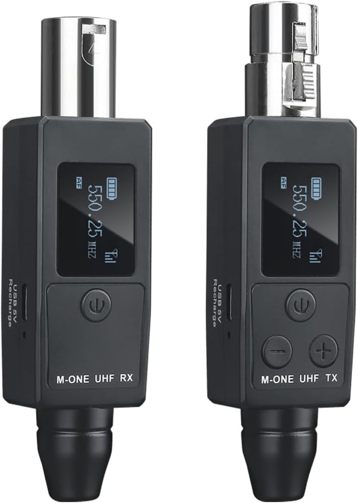 UHF Wireless XLR Transmitter and Receiver Plug-On Wireless Microphone System for