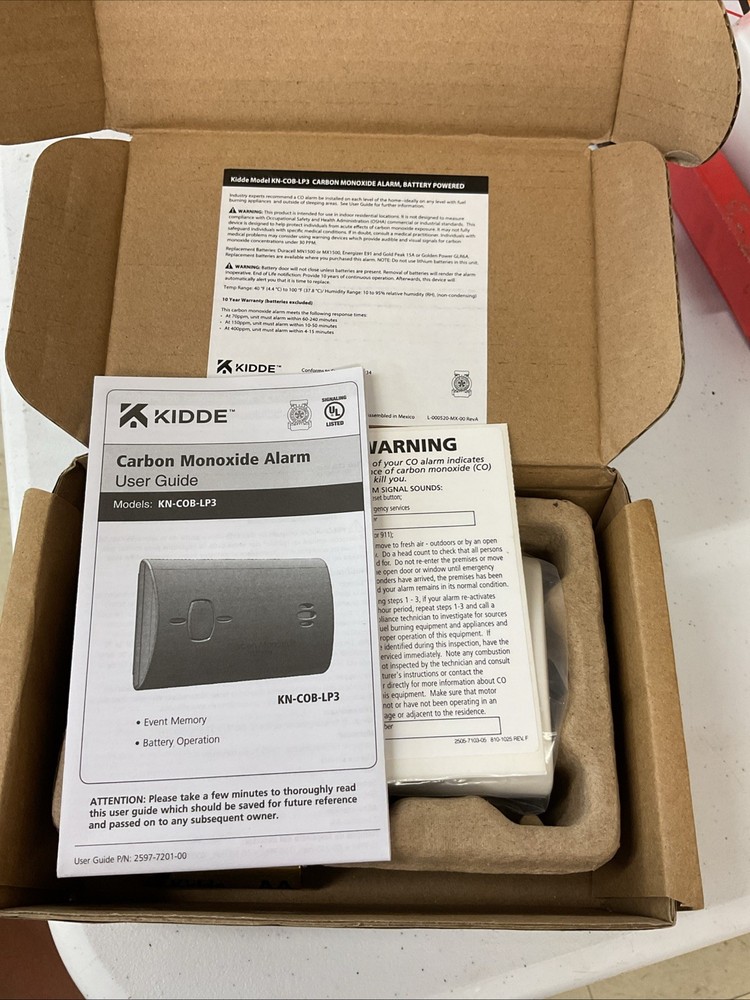 💨 Kidde Model KN-COB-LP3 Carbon Monoxide Alarm 🔋-ECS