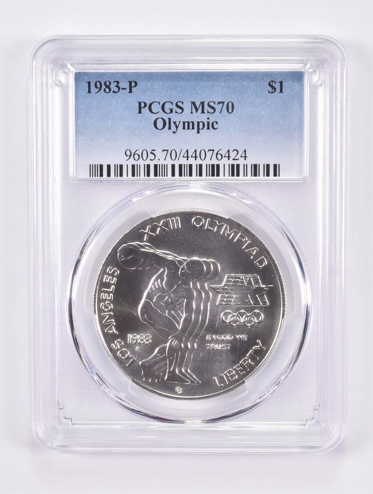 MS70 1983-P Olympic Disk Commemorative Silver Dollar PCGS