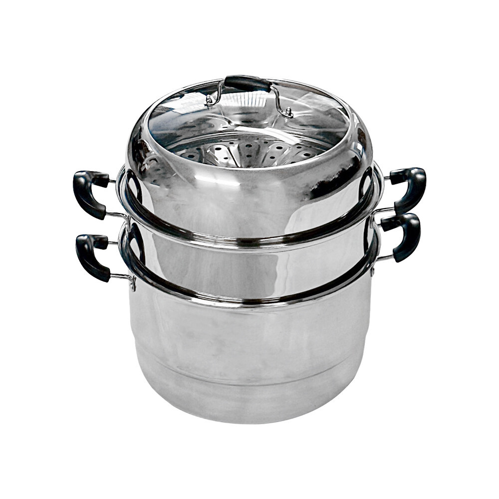 2-tier 14 inch Stainless Steel Stackable Steamer Pot, with Lid, Multipurpose Use