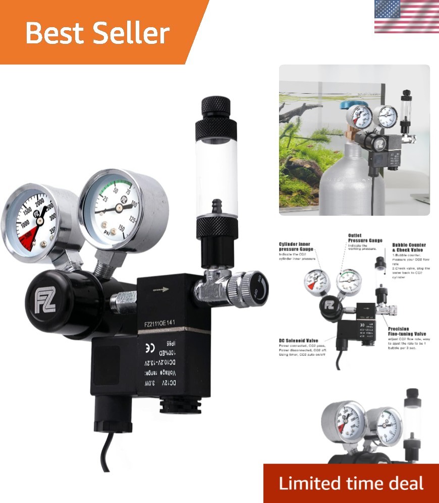 High Precision Aquarium CO2 Regulator System with Check Valve & Tools Included
