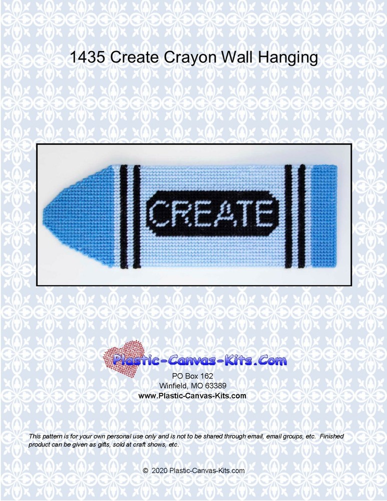 Create Crayon Wall Hanging-Plastic Canvas Pattern or Kit