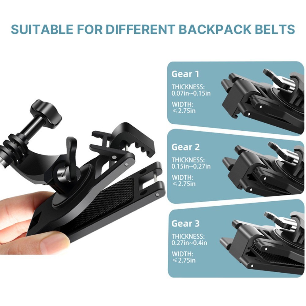 360° Rotatable Universal Action Camera Backpack Clip Mount Shoulder Belt Clamp