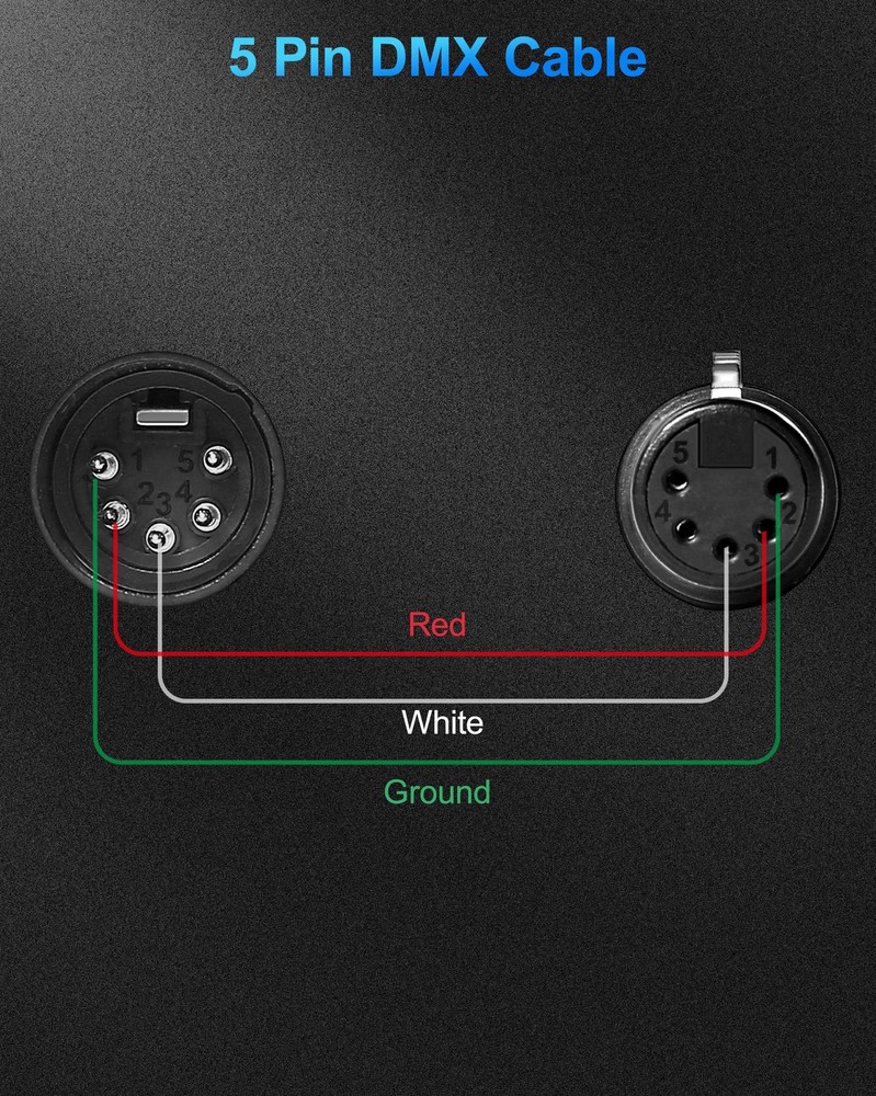 5 Pin DMX Cable 50FT 2 Pack for Stage Lighting & Controllers