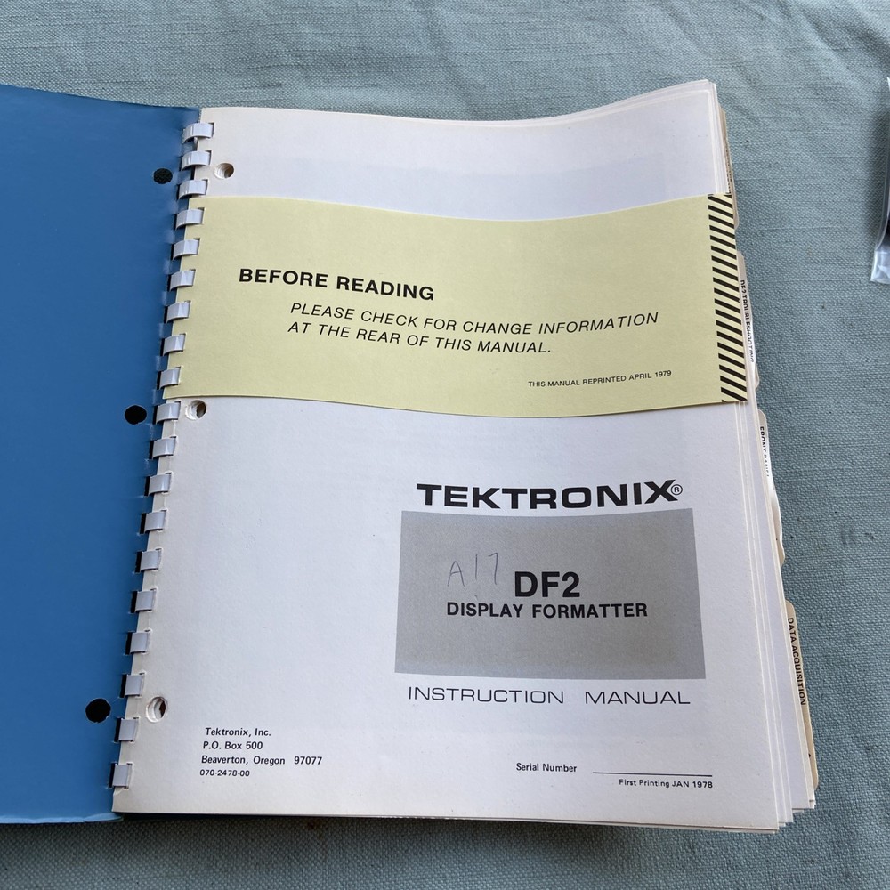 1983 TEKTRONIX DF2 Display Formatter Instruction Manual Vintage Computer Tools