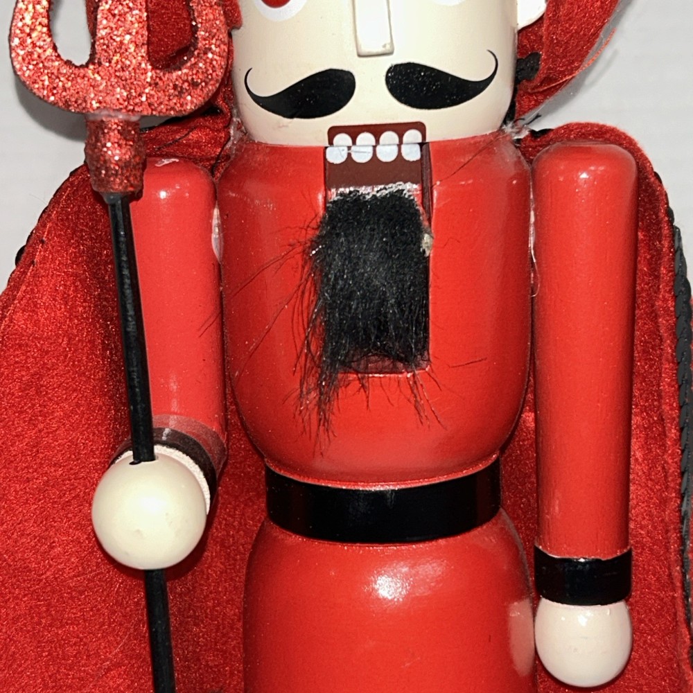 Vintage Devil Nutcracker With Red Cape Holding A Pitchfork Spooky Halloween 2012