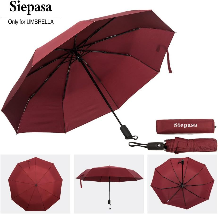 SIEPASA Windproof Travel Compact Umbrella-Automatic Small Size, Wine Red