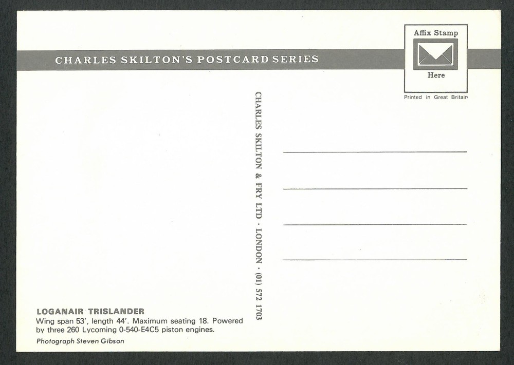 Loganair Trislander Postcard