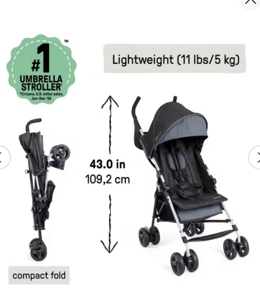 Summer By Ingenuity 3D Mini Convenience Stroller Blue/Black Open Box